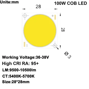 DIY LED U-HOME Высокий CRI 95 + Дневной белый DC34-36V 2.5A 100 Вт 10000LM COB LED для домашнего светодиодного проектора DIY Доставка из США