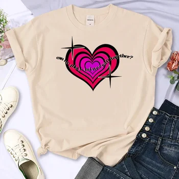 Эстетичный женский топ с принтом сердца, японские дизайнерские футболки Y2K, женская одежда 2000-х годов