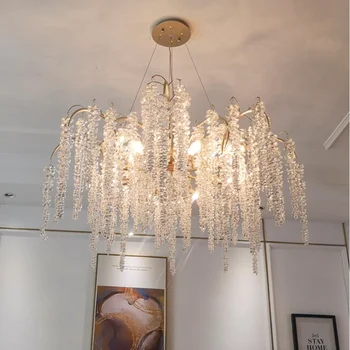 Подвесной светильник Led Французская хрустальная люстра в виде медной ветви, гостиная, роскошная вилла, столовая, декоративная кровать, искусство 
