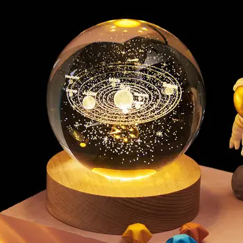 3D Астрономическая Планета с Кристаллами, светодиодный Ночник, Подарки на День Рождения, Атмосфера Спальни, Декор, Новинка, Ночник