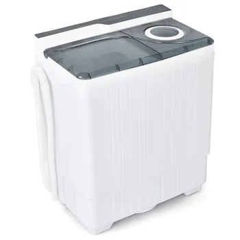 Стиральная машина Gymax с двумя ваннами Весом 26 фунтов Портативная полуавтоматическая стиральная машина Серый