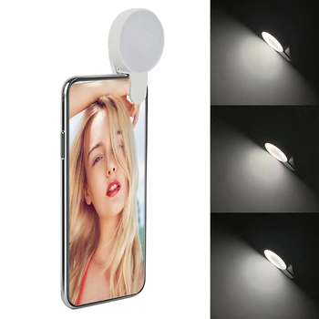 Светодиодный Кольцевой светильник для Селфи, заполняющий объектив мобильного телефона, светодиодный Светильник для фотосъемки Красоты, кольцо для Селфи для iPhone, зажим для Селфи для телефона