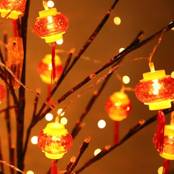 Красный Фонарь Китайский Узел Светодиодные Гирлянды Рождественские Свадебные украшения на батарейках Китайский Новогодний декор 3 м 20 Огней