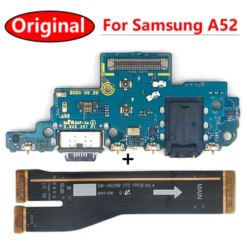 Оригинал Для Samsung Galaxy A52 A525 A525F USB Micro Зарядное Устройство Порт Зарядки Разъем док-станции Материнская плата Основная Плата Гибкий Кабель