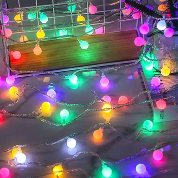Шаровые светодиодные Гирлянды с питанием от USB/аккумулятора, Гирлянды, Водонепроницаемые уличные садовые сказочные огни, Свадебный Рождественский декор Navidad