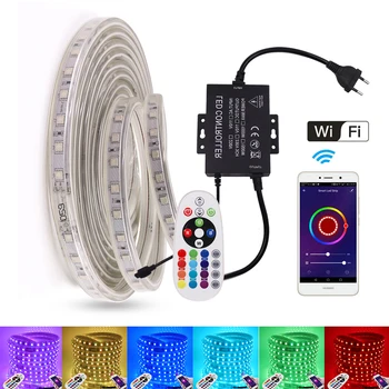 WIFI Светодиодная лента RGB 24key Remote Kit с вилкой питания US EU UK AU Красочная гибкая светодиодная лента для ламп Водонепроницаемое декоративное освещение