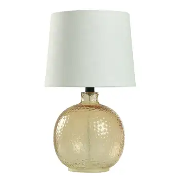 Стеклянная настольная лампа янтарного цвета с белым абажуром, 17 дюймов