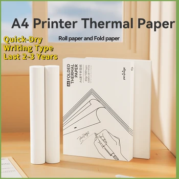 Термобумага PeriPage A4 210 мм, бумага для факсимильного аппарата, Быстросохнущая Бумага для Письма, 2 рулона и 100 шт., срок службы 2-3 года Для принтера A40