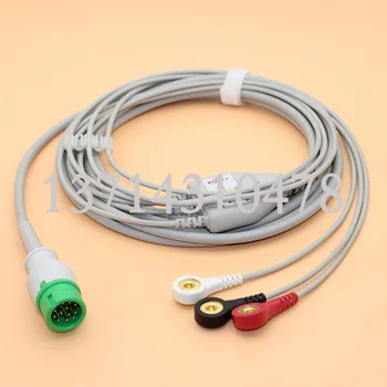 Совместим с 12-контактным кардиомонитором Comen C30, 50, 60, 80, 100 для ЭКГ пациентов Vital Sings Monitor, 3-проводным кабелем, кардиомонитором для больничного оборудования