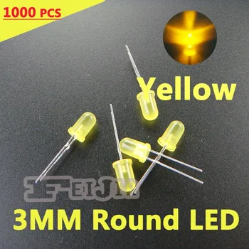 1000 шт./лот, 3 мм Желтый Круглый светодиодный диодный индикатор, супер яркий [желтый] DC2.1-2.6 В, Бесплатная доставка