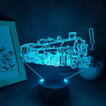 Паровоз Локомотив 3D Лавовые лампы LED RGB Неоновые сенсорные ночные светильники Крутой Красочный подарок Прикроватный столик для Спальни Украшение рабочего стола