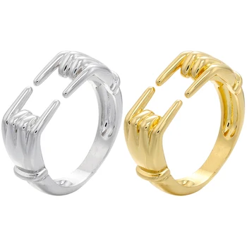 ZHUKOU новое золотое кольцо для объятий с любовью, европейское/американское теплое кольцо для объятий для женщин/мужчин, открытые кольца, модные ювелирные изделия оптом VJ91