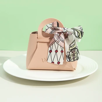 Розовая детская сумочка из искусственной кожи, сумка для свадебных подарков с логотипом на заказ, Свадебный душ, вечеринка по случаю дня рождения, Подружка Невесты, подарочная упаковка 