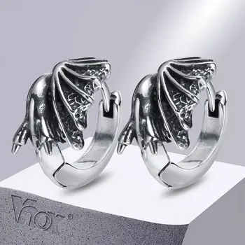 Серьги-кольца Vnox в стиле панк-рок с драконом для мужчин, мальчика, Противоаллергенные круглые серьги-Хагги с перфорацией из нержавеющей Стали, Ювелирный подарок