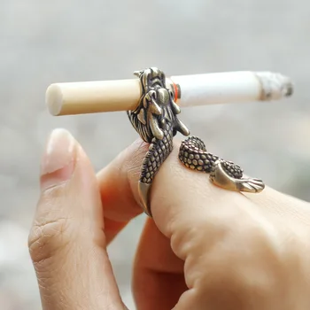 Ретро-мундштук с драконом, подставка для колец, зажим для пальцев, бронзовый Открывающийся Регулируемый Держатель для сигарет, аксессуары для курения, подарок