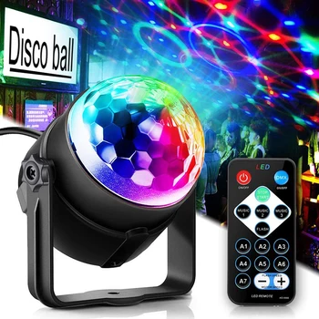 Вращающийся Диско-Шар DJ Party Lights RGB LED Stage Light Проектор Стробоскопическая Лампа для Рождественской Свадьбы Sound Party Lights