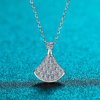 D Цвет Mossan камень, ожерелье с бриллиантовой юбкой, ювелирные изделия из 100% стерлингового серебра 925 пробы, Блестящее бриллиантовое ожерелье, романтический бутик-еврей