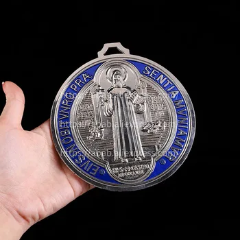 Очень большая медаль Святого Бенито, высококачественные ювелирные изделия, большой религиозный круглый приз Святого Бенедикта 125 мм