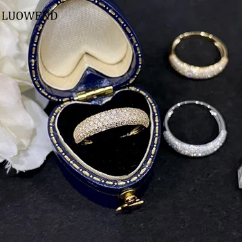 Кольца из белого или желтого золота LUOWEND 18 Карат, Обручальное кольцо с настоящим натуральным бриллиантом для женщин, Роскошный минималистичный дизайн, высокое ювелирное изделие