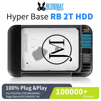 Портативная игровая консоль Retrobat External Game HDD Hyper Base RB2 с более чем 100000 играми для PS3/PS2/SS/Wii/N64 для ноутбуков/ПК/Windows