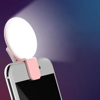 Светодиодная круглая мини-подсветка для селфи, портативная вспышка для внешней фотосъемки мобильного телефона, может использоваться для ночного освещения