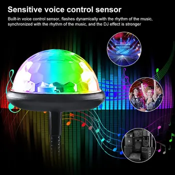 Мини светодиодный светильник для атмосферы автомобиля RGB Управление музыкальным Звуком DJ Диско-Шар Лампа для домашней вечеринки USB Для телефона Apple Android Диско-свет