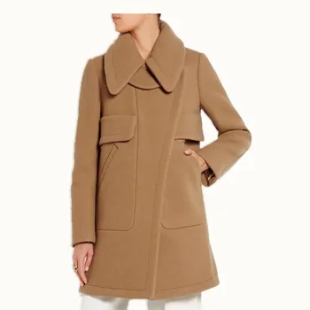 2021 Осень-зима, новая мода, смеси верблюжьей шерсти, женское винтажное шерстяное пальто трапециевидной формы с отложным воротником, кукла