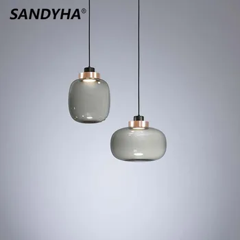 Скандинавский минималистичный светодиодный подвесной светильник для спальни, столовой, Современный прикроватный стеклянный декор, Люстра, Подвесной светильник
