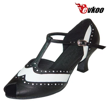 Evkoodance Горячая распродажа Высококачественные женские современные танцевальные туфли из натуральной кожи на низком каблуке 6 см для Сальсы Evkoo-287