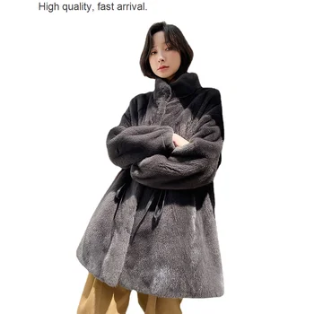 Новые пальто из бархатной куницы, женская молодежная модная шуба из цельного меха норки средней длины