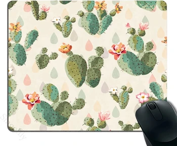 Игровой коврик для мыши с кактусом, Колючий узор, Коврик для мыши с цветами кактуса, 9,5 x 7,9 Дюйма