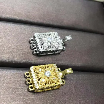 Жемчужное ожерелье из стерлингового серебра S925 пробы, завершающая пряжка, многослойная соединительная пряжка в форме цветка, аксессуары для diy first
