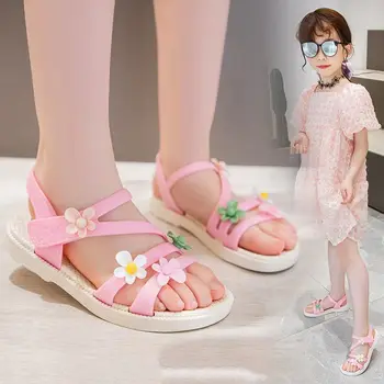 Детские сандалии, сандалии для девочек, Новинка 2023 года, детские противоскользящие сандалии на мягкой подошве, Детская обувь, обувь для маленьких девочек