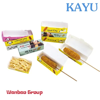 Изготовленная на заказ бумажная упаковка OEM лоток для хот-догов, контейнер для еды на вынос, коробка для упаковки продуктов для корейской кукурузной собаки
