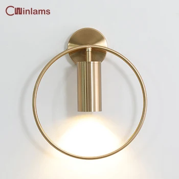Скандинавский золотой прожектор креативная прикроватная лампа для спальни простой фон для гостиной настенный светильник для лестницы и прохода роскошное настенное бра