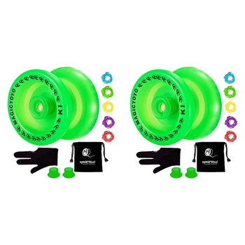 2X MAGICYOYO Отзывчивый Yoyo K1-Plus С мешком Yoyo + 10 струн и перчаткой Yo-Yo Gif, зеленый