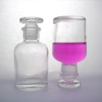 Бутылка для реагента прозрачная стеклянная бутылка с тонким горлышком, 60 мл, стеклянная пробка, расходные материалы для химической лаборатории
