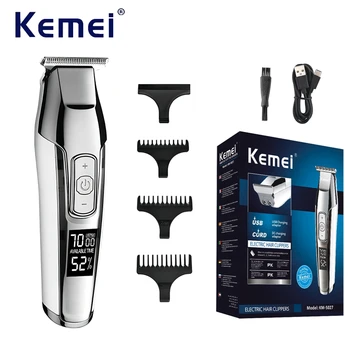 Kemei KM-5027 Машинка для стрижки волос, Профессиональный Триммер для Волос, Электрическая Машинка для Стрижки Волос, Мужской 4-Скоростной Регулируемый Парикмахерский Триммер, Металлический