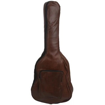 40 Дюймов 41 Дюймов Водонепроницаемый Рюкзак для гитары из искусственной кожи, Утолщенный Мягкий чехол для гитары, Концертная сумка для 40/41 дюймов, Коричневый
