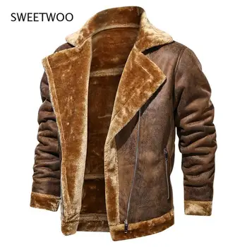 кожаная мотоциклетная куртка, новая, зимняя, теплая, из плотного бархата, ретро винтажная мужская куртка для отдыха 2021 г.