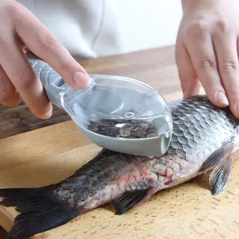 Рыбные чешуи терки скребок для чистки рыбы инструмент выскабливание весы устройство с крышкой домашняя кухня кулинария рыболовный инструмент рыболовные снасти