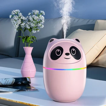 Увлажнитель воздуха Panda, милый диффузор с ароматом эфирного масла 220 мл, USB-туманообразователь, туманообразователь с красочным ночником для домашнего автомобиля