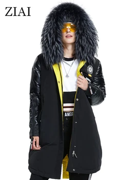 ZIAI 2022, зимняя женская пуховая куртка, Длинные пальто, женская мода, высокое качество, воротник из натурального меха на молнии, ZR-3022