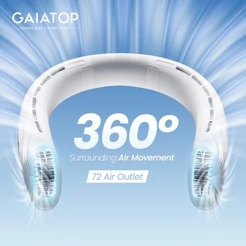 Шейный вентилятор GAIATOP со светодиодным дисплеем 360 ° Перезаряжаемый портативный шейный вентилятор с регулировкой 3 скоростей Персональный охлаждающий вентилятор для занятий спортом на открытом воздухе
