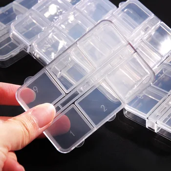Новая Прозрачная пластиковая коробка для хранения с независимой открытой крышкой, 6 отделений, Портативная Маленькая коробочка для лекарств, Коробка для хранения украшений для ногтей