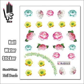1 Лист Воды Для ногтей Наклейка BLE2023 Beauty Color Flower Nail Art Water Transfer Наклейка для Обертывания ногтей Наклейка