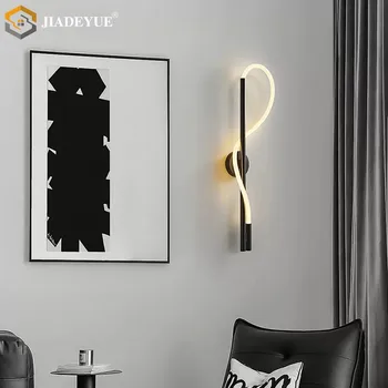 Современный минималистичный светодиодный линейный настенный светильник спальня гостиная столовая силиконовая прикроватная лампа черная музыкальная нота настенный светильник