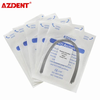 5 Упаковок AZDENT Стоматологическая Ортодонтическая Дуга Провода Из Термоактивированного Сплава NITI Прямоугольной формы Яйцевидной формы 10 шт. в упаковке