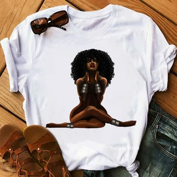 I Am Black Africa America Art Черная Женская футболка Melanin Poppin, Футболка Femme, Эстетическая Одежда, Рубашка в стиле Харадзюку, Летние топы, Футболка