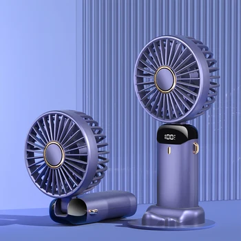 Портативный электрический мини-вентилятор с цифровым светодиодным дисплеем и емкостью 3000 мАч, складные портативные маленькие ручные вентиляторы с шейным шнурком